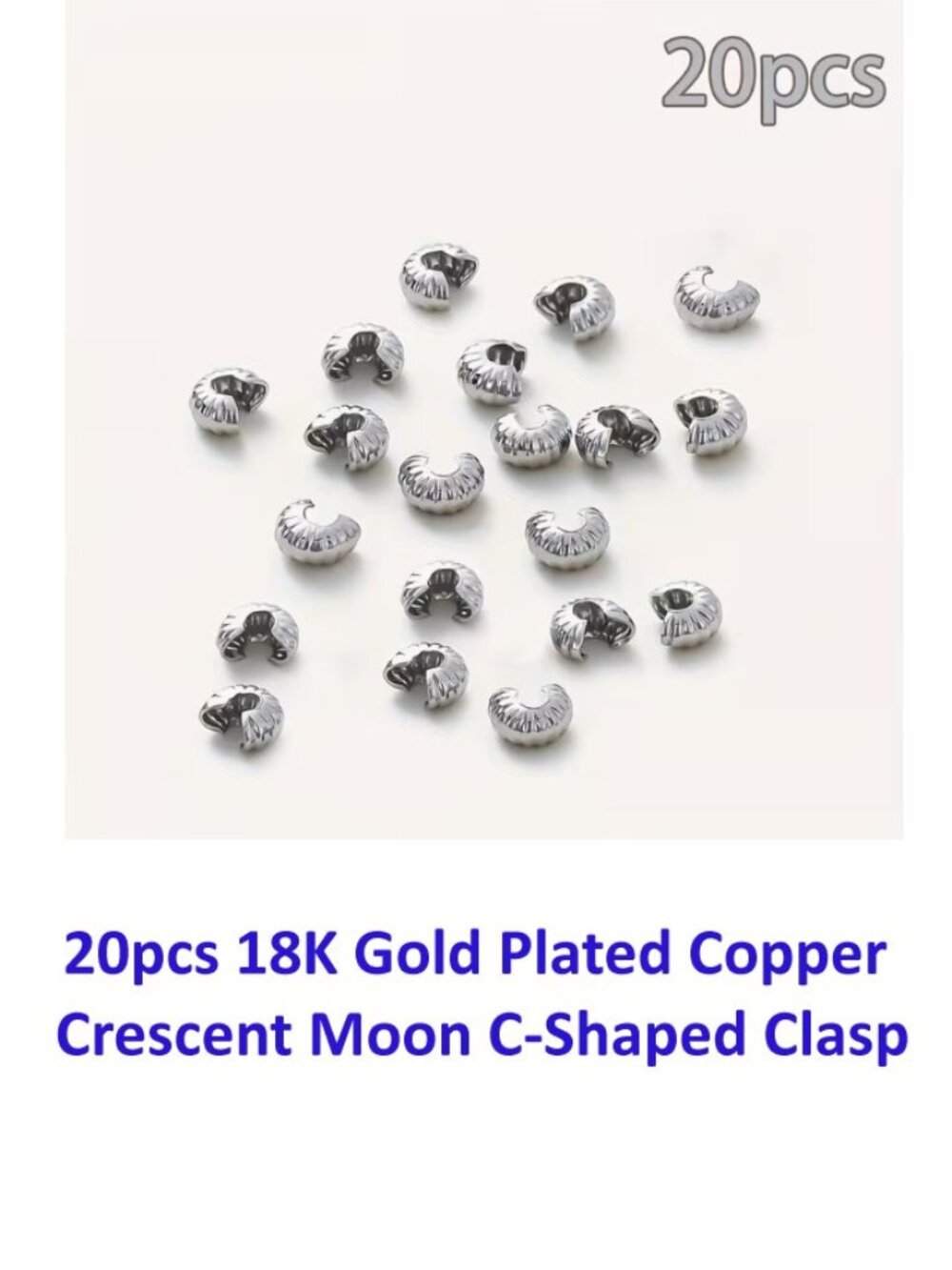 18K Gold Plated Copper Crescent Moon C-Shaped Clasp | Pumpkin Pattern 20pcs